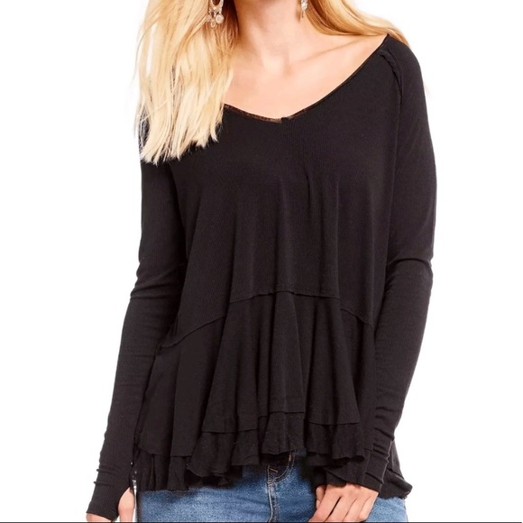 Free People Tops - Free People Tangerine long sleeve ruffled top